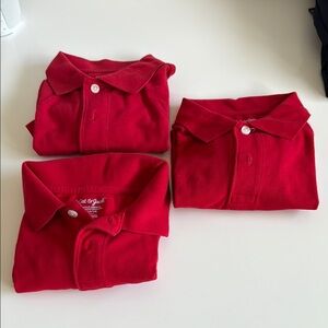 3 red uniform polos.